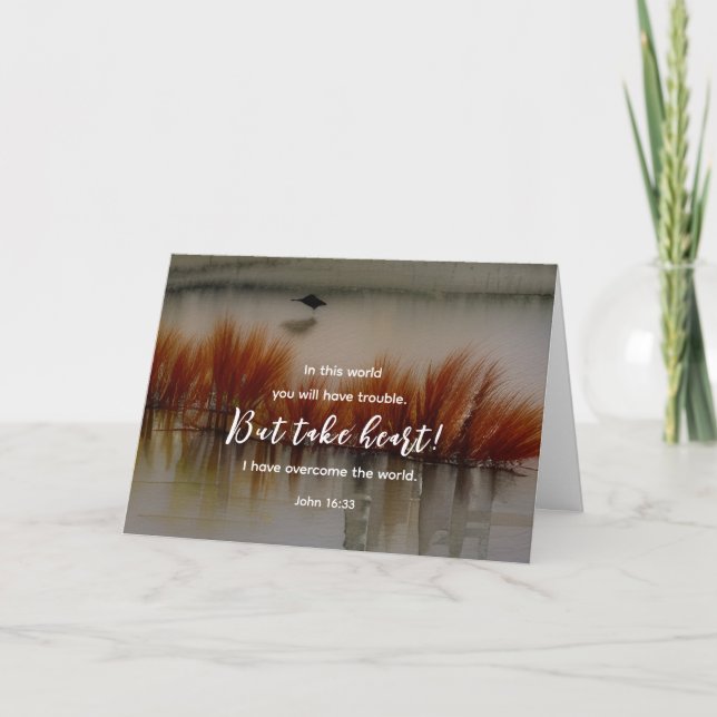 Tarjeta Juan 16:33 He superado la biblia contra el cristia (Anverso)