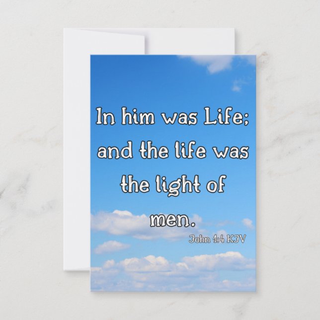 Tarjeta Juan 1:4 KJV Biblia Verse Pic Flat Greet (Anverso)