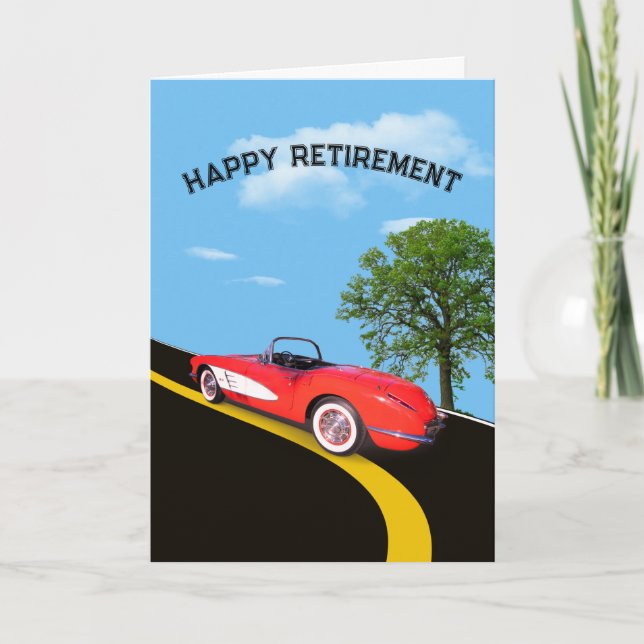 Tarjeta Jubilación 1960 Corvette rojo y blanco (Anverso)