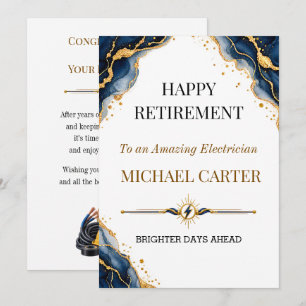 Tarjeta Jubilación de Electricista Elegante Días Más Brill