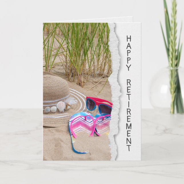 Tarjeta Jubilación de gafas de sol y flip-flops (Anverso)