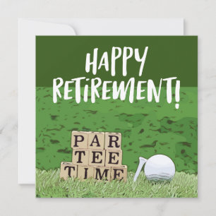 Tarjeta Jubilación de golf con bola por tac tiempo en verd