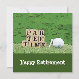 Tarjeta Jubilación de golf con bola por tee tiempo en Ca v
