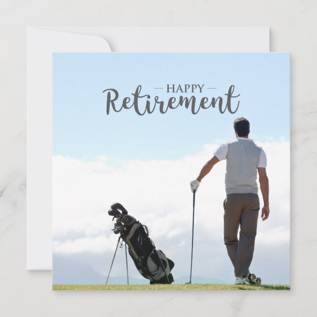 Tarjeta Jubilación de golf con fondo azul cielo (Anverso)