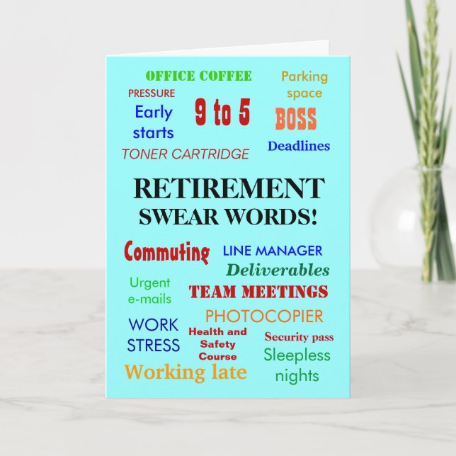 Tarjeta Jubilación de Office | Molesto Chiste Swear Words (Anverso)