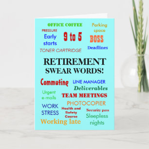 Tarjeta Jubilación de Office Molesto Chiste Swear Words