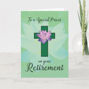 Tarjeta Jubilación de sacerdotes, Flor Lotus en la Cruz Ve
