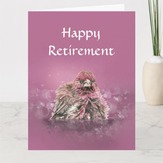 Tarjeta Jubilación divertida Bañera Finch Bird Humor (Anverso)