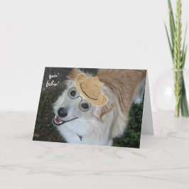 Tarjeta Jubilación divertida, perro con anteojos y Gorra d