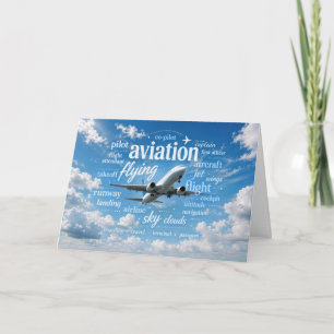 Tarjeta Jubilación para piloto de jet volando en una nube