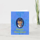 Tarjeta judía<br><div class="desc">Estrella hebrea del Yarmulke de Barack Obama del judío judío de Jánuca de presidente Card de Israel del día de fiesta de David</div>