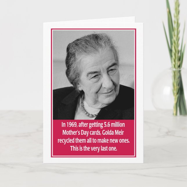 Tarjeta judía del día de madre de Golda Meir (Anverso)