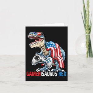 Tarjeta Juego 4 de Julio T Rex Dinosaurio Amerisaurus Rex 