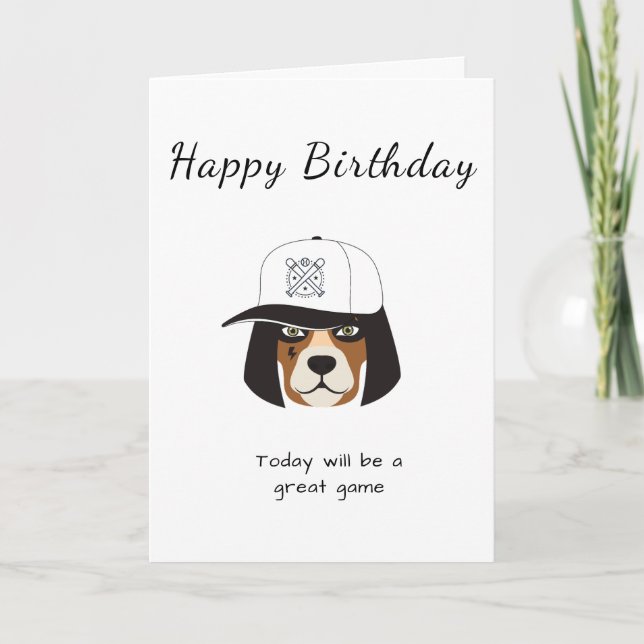 Tarjeta juego blanco de perros de béisbol de cumpleaños fe (Anverso)