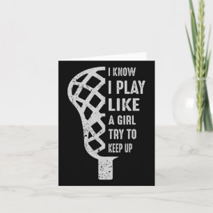 Tarjeta Juego Como Un Chica Intenta Seguir Con Lacrosse Gr