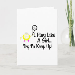 Tarjeta Juego Como Un Chica Intento Mantener El Tenis