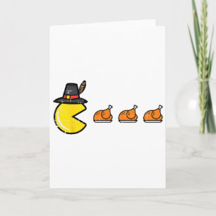Tarjeta Juego de Acción de Gracias Comer Pavo Jugador Homb
