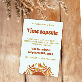 Tarjeta Juego de Baby Shower Boho Sunshine Retro Time Caps