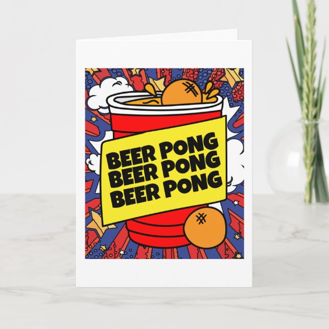 Tarjeta Juego de bebida fiesta Beerpong Beer Pong (Anverso)