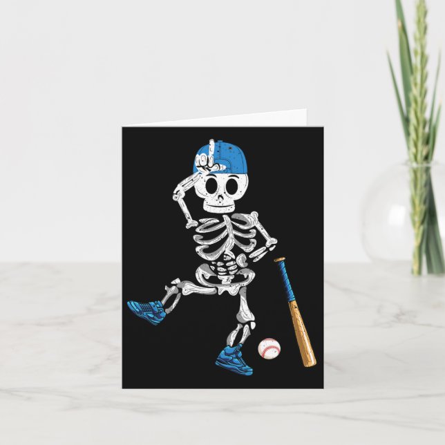 Tarjeta Juego de Béisbol Vintage Skeleton Halloween (Anverso)