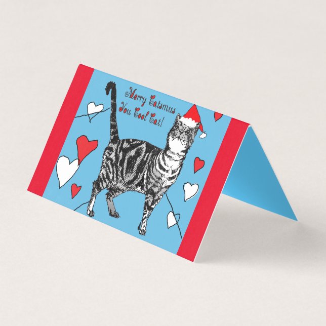 Tarjeta Juego de cartas de Navidades de Toros de Gato de C (Anverso)