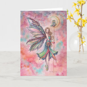 Tarjeta Juego de Colores Hada y Búho en Arte de Fantasía L