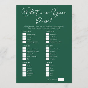Tarjeta Juego de ducha de novia de bolso verde descargable