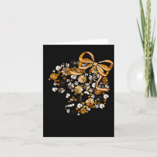 Tarjeta Juego de fútbol floral día de chicas lazo negro eq