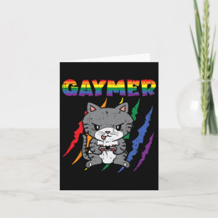 Tarjeta Juego de gato Purride Gamer Lgbtq Bandera arcoíris