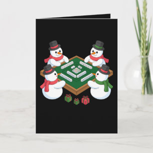 Tarjeta Juego de Mahjong de Hombre de Nieve de Navidad Mes