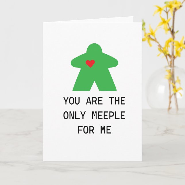 Tarjeta Juego de Mesa Meeple Verde San Valentín (flor amarilla)