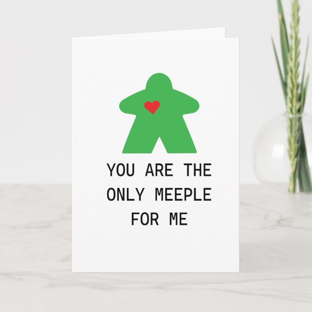 Tarjeta Juego De Mesa Meeple Verde San Valentín (Anverso)