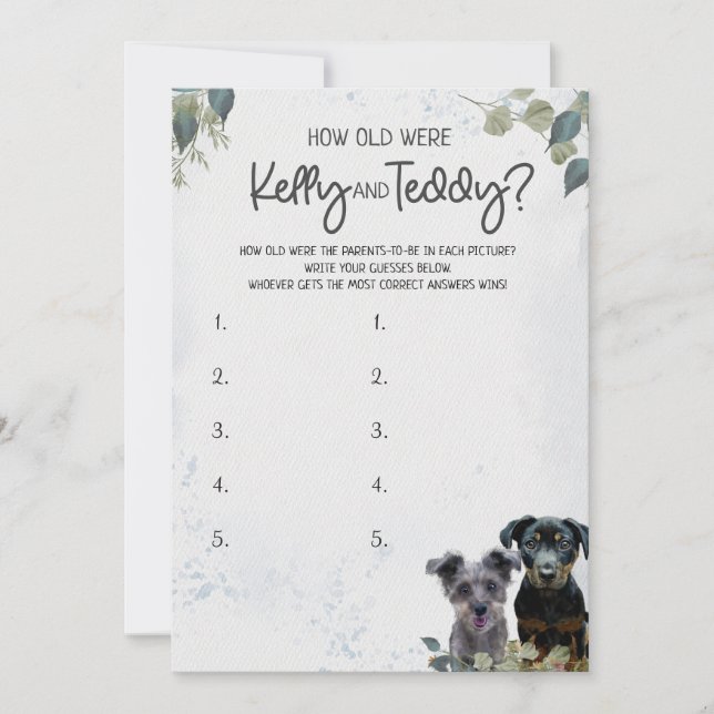 Tarjeta Juego de papá mami de Rockie y Lyla (Anverso)