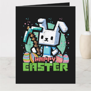 Tarjeta Juego de píxeles del conejo de Pascua feliz
