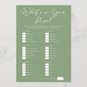 Tarjeta Juego de regalo de boda de bolso verde salvia desc