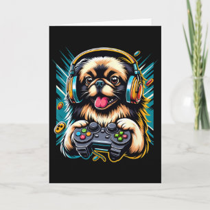 Tarjeta Juego de Video con Auriculares Perro Pequinés Jueg