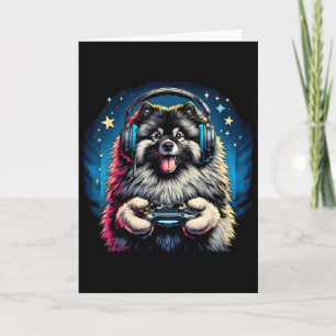 Tarjeta Juego de Video de Auriculares Keeshond Perro Juego