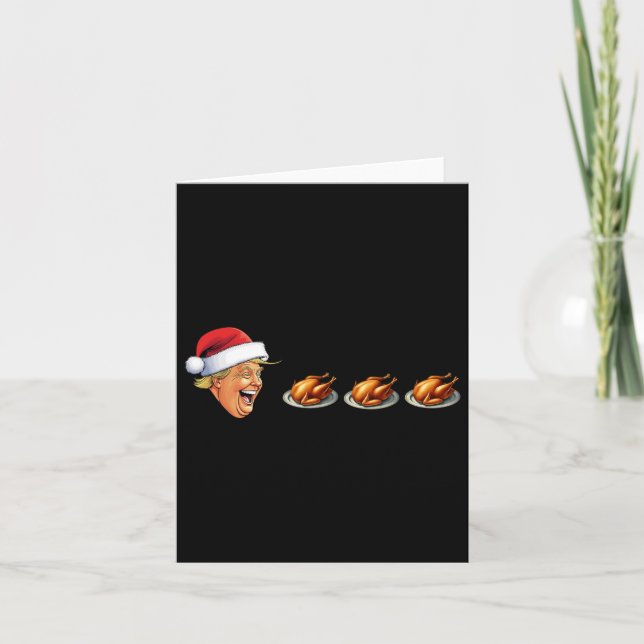 Tarjeta Juego de Video de Navidad Trump Comiendo Pavo (Anverso)