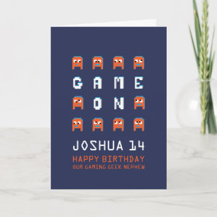 Tarjeta Juego en los monstruos de píxeles jugador sobrino 