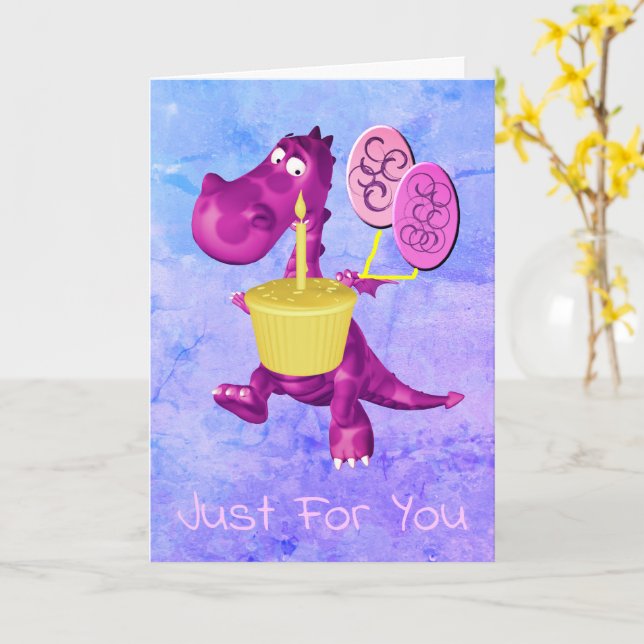 Tarjeta Jueves de Morple Dragon Cupakes Balloons Cumpleaño (flor amarilla)
