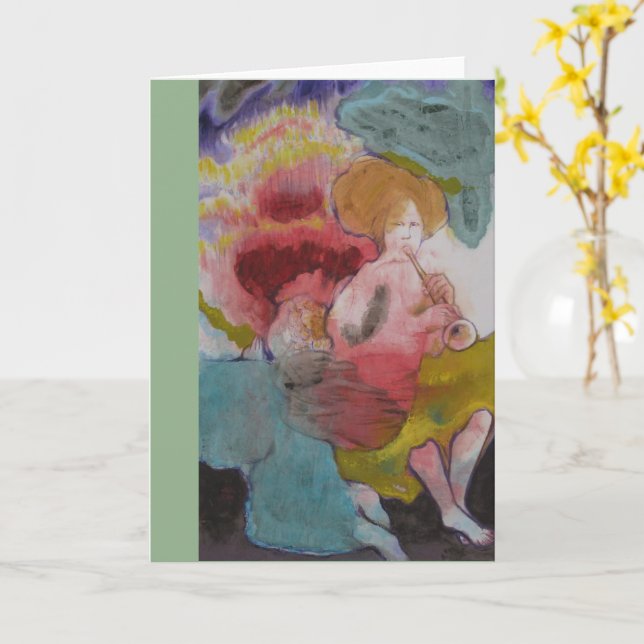 Tarjeta Jugador Bugle y Ángel de la oración (flor amarilla)