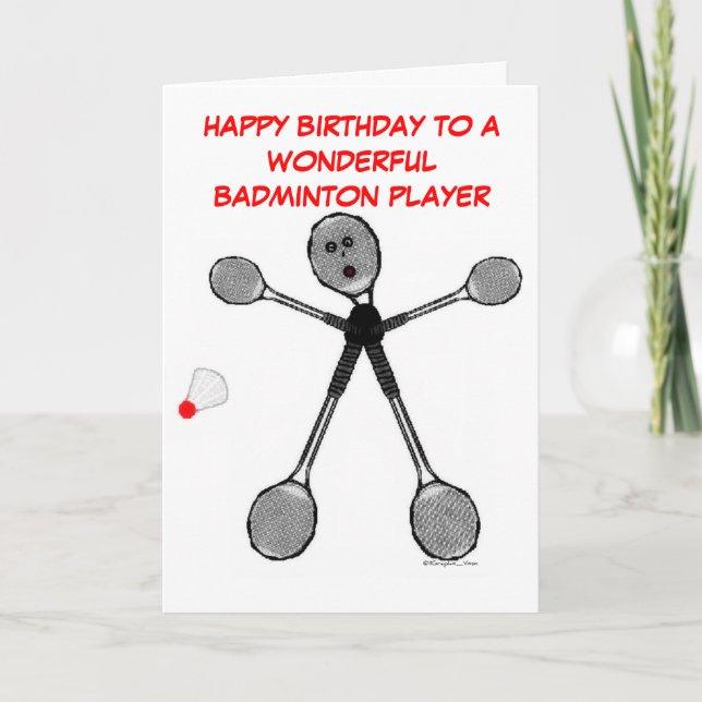 Tarjeta Jugador de Badminton Feliz Cumpleaños (Anverso)