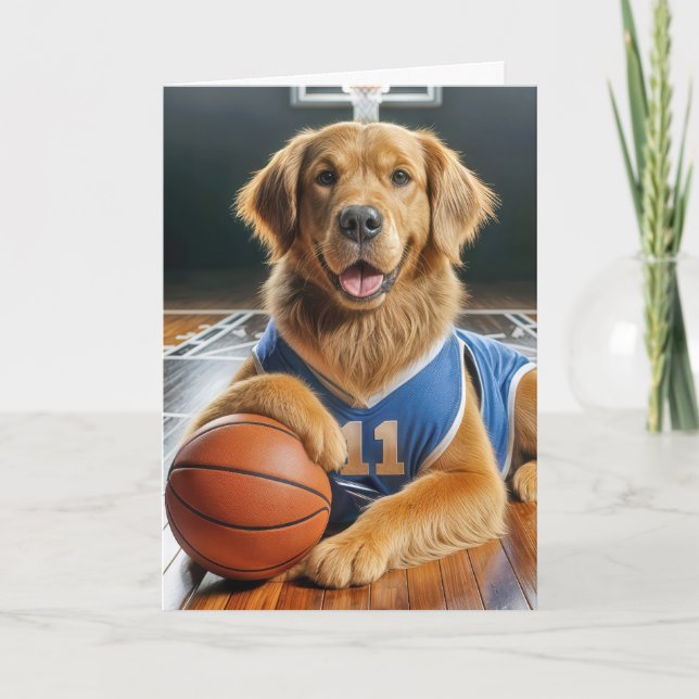 Tarjeta Jugador de baloncesto Golden Retriever Cumpleaños (Anverso)
