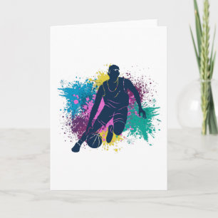 Tarjeta Jugador de baloncesto Grungy Color Splashes