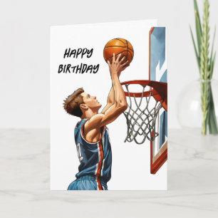 Tarjeta Jugador de Baloncesto Lanzando Aros Feliz Cumpleañ
