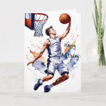 Jugador de Baloncesto Salpica Acuarela Feliz Cumpl