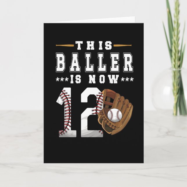 Tarjeta Jugador de béisbol de 12 años con regalo de cumple (Anverso)