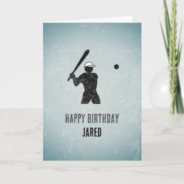 Tarjeta Jugador de béisbol en cumpleaños de un hombre gris (Anverso)
