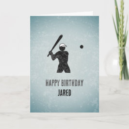 Tarjeta Jugador de béisbol en cumpleaños de un hombre gris