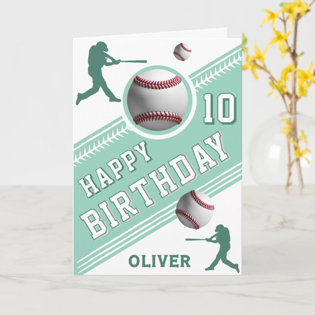 Tarjeta Jugador de béisbol moderno con temas de cumpleaños (flor amarilla)